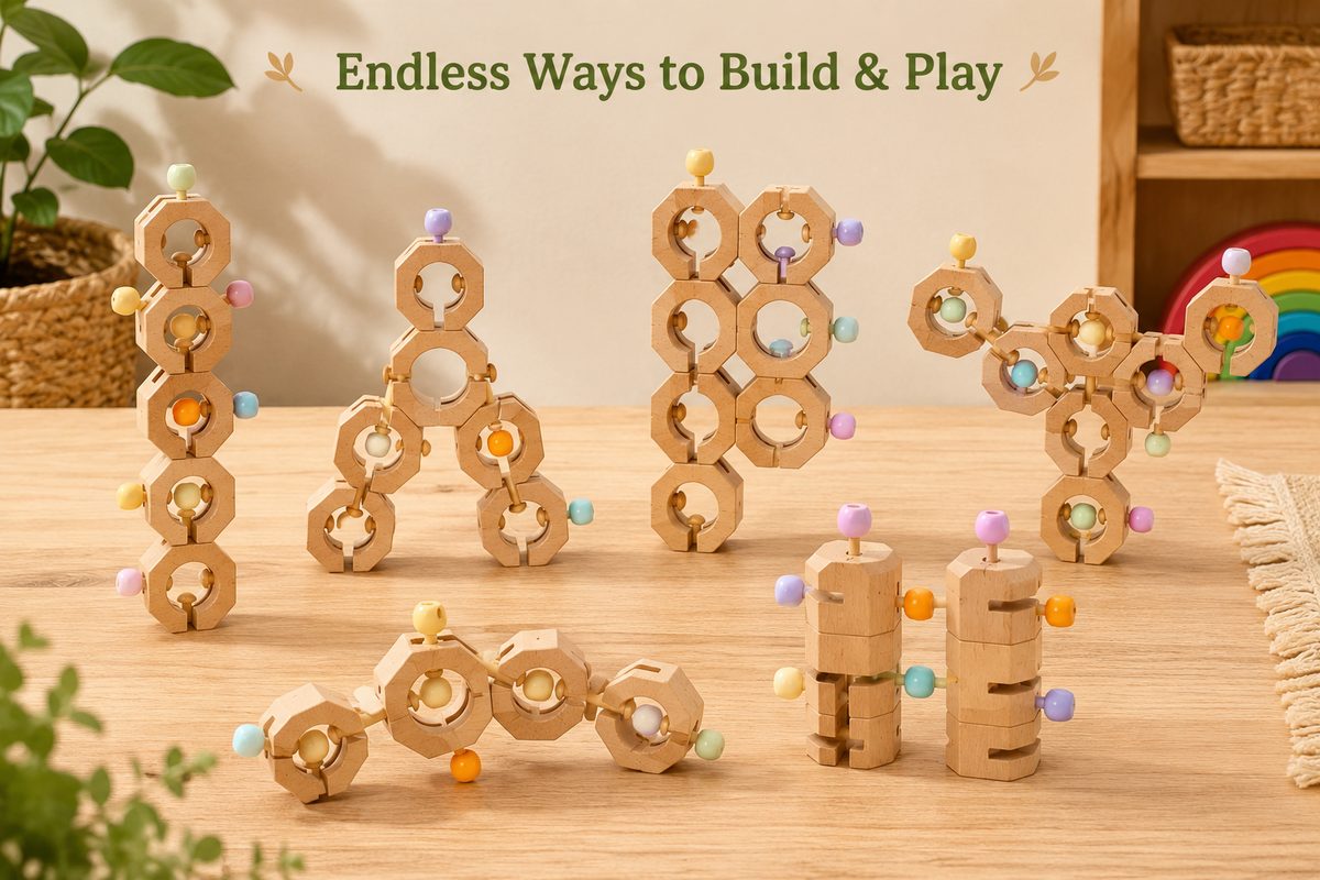 Connect & Create Wooden Building Blocks
