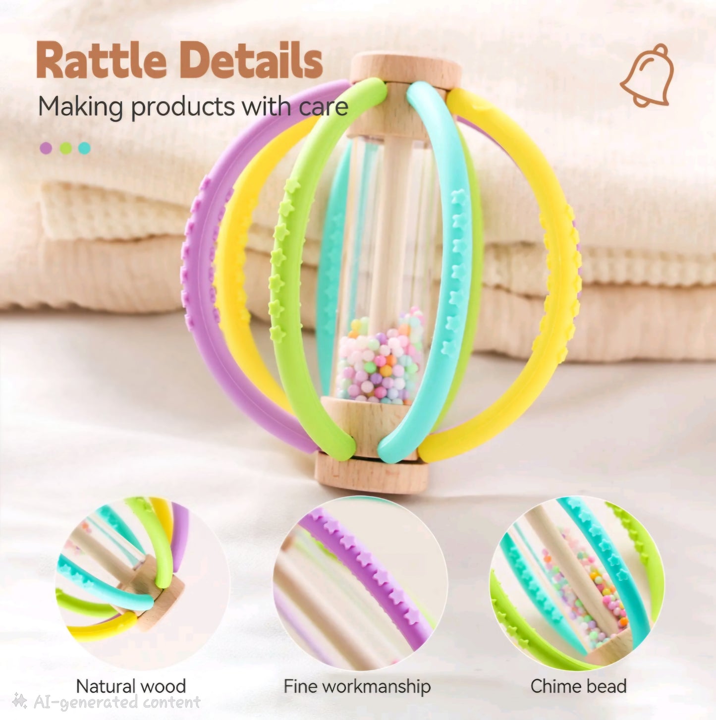 Best Seller! Wooden Rain Drum & Silicone Baby Rattle