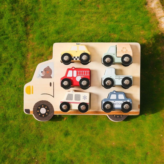 Wooden City Cars & Trucks – 6-Piece Vehicle Set for Toddlers