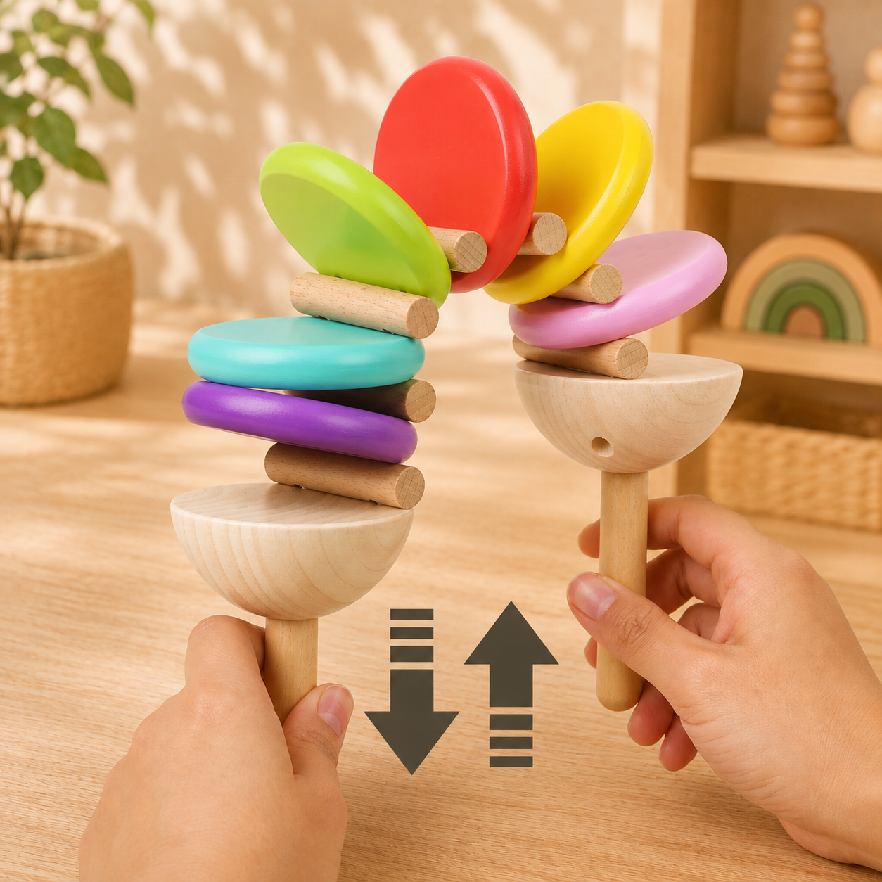 Rainbow Wooden Castanets