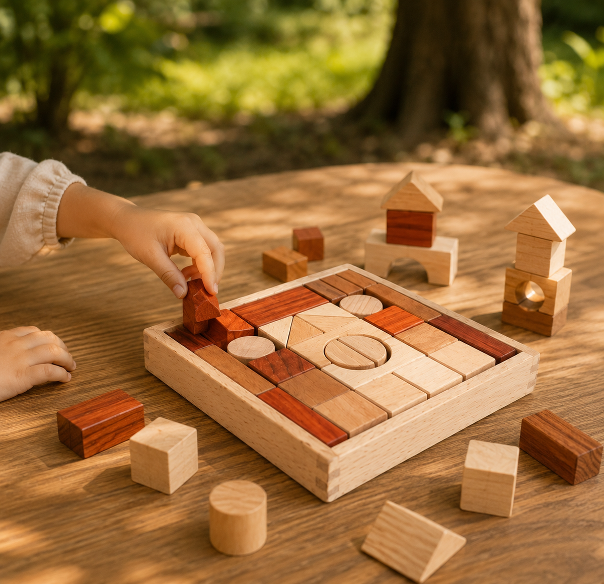 Wooden Tri-Color Blocks Set