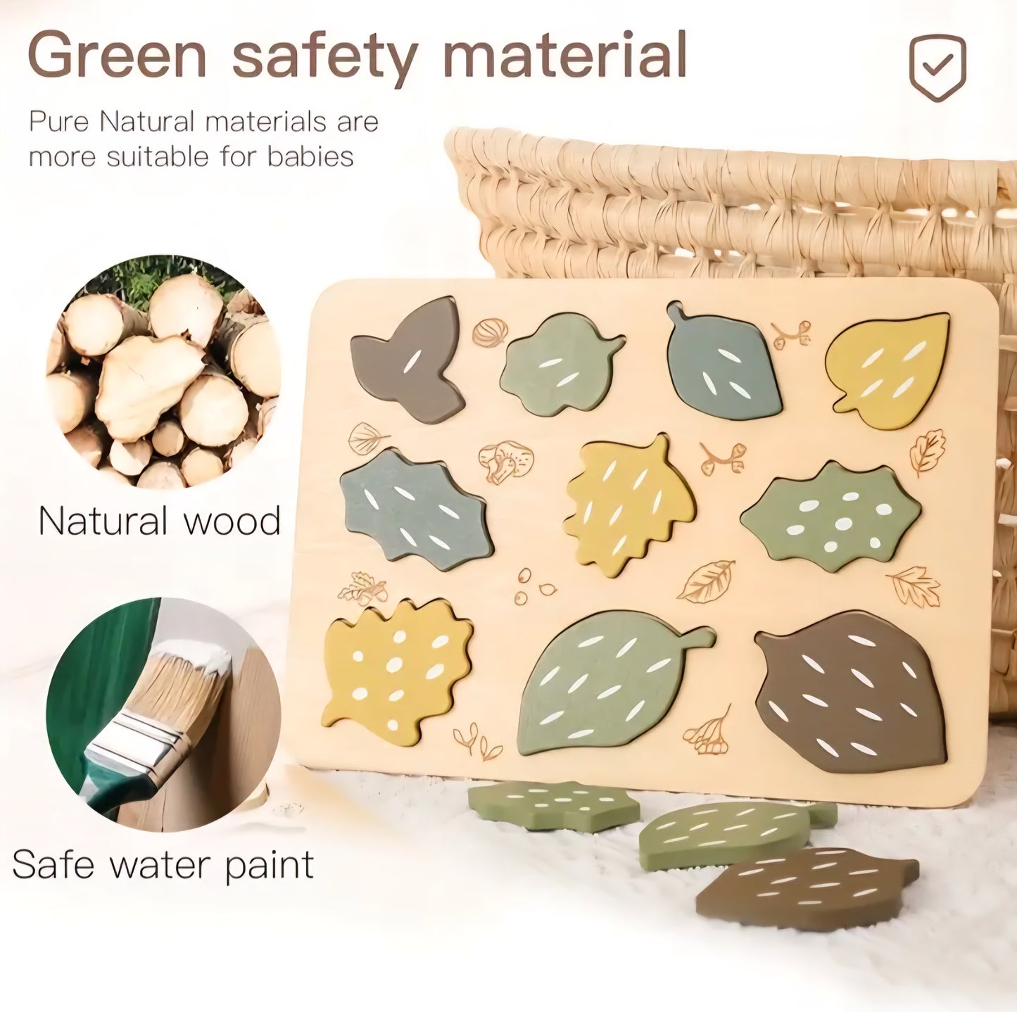 Wooden Leaf Puzzle Board – Montessori Nature Toy