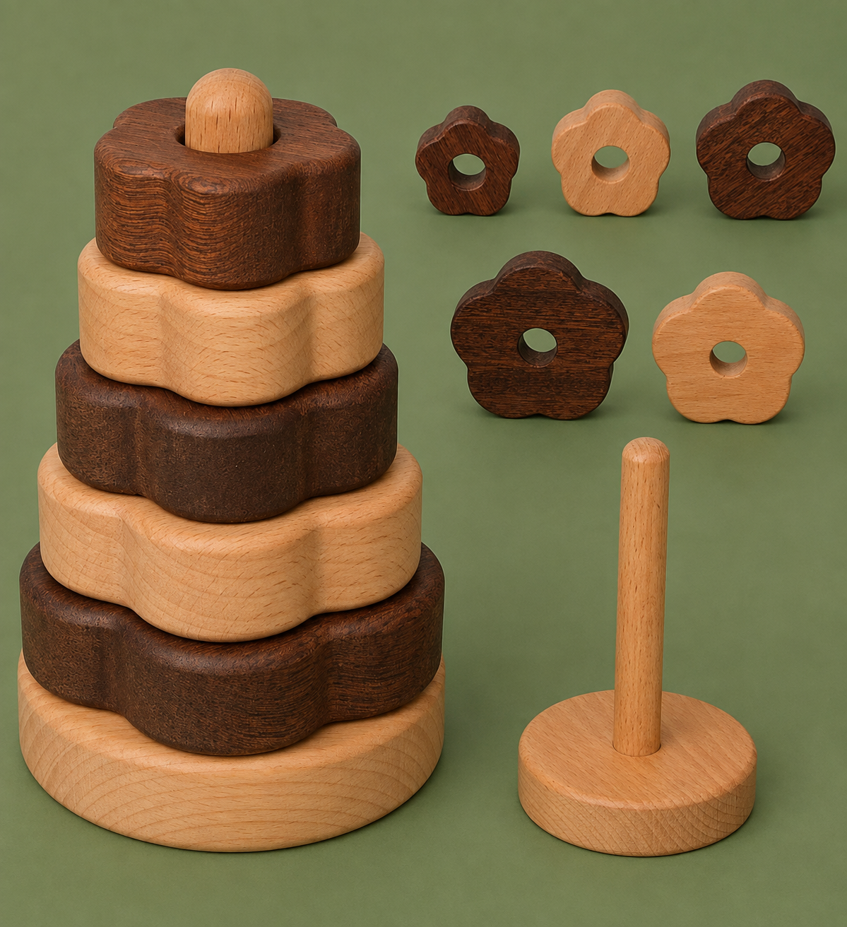 Natural Wood Geometric Stacking Toy