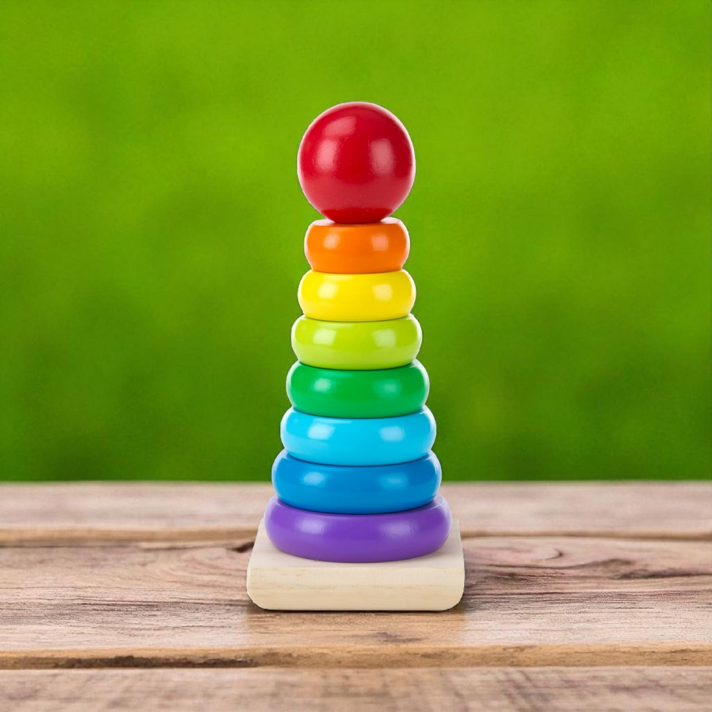 Wooden Rainbow Stacker – Classic Educational Toy for Ages 2+