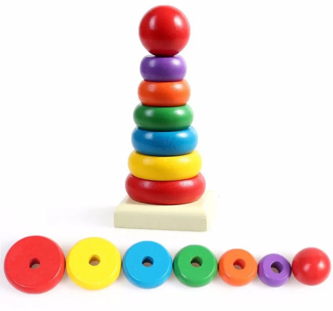 Wooden Rainbow Stacker – Classic Educational Toy for Ages 2+