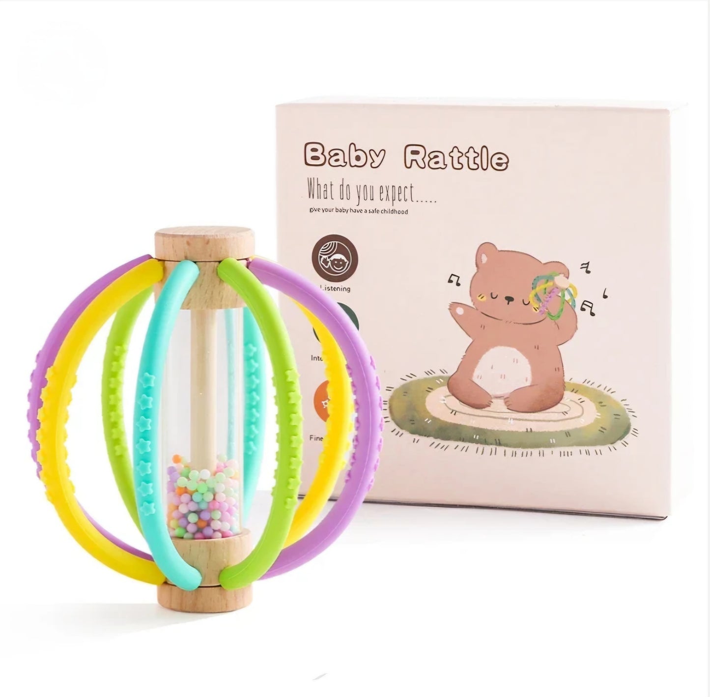 Best Seller! Wooden Rain Drum & Silicone Baby Rattle