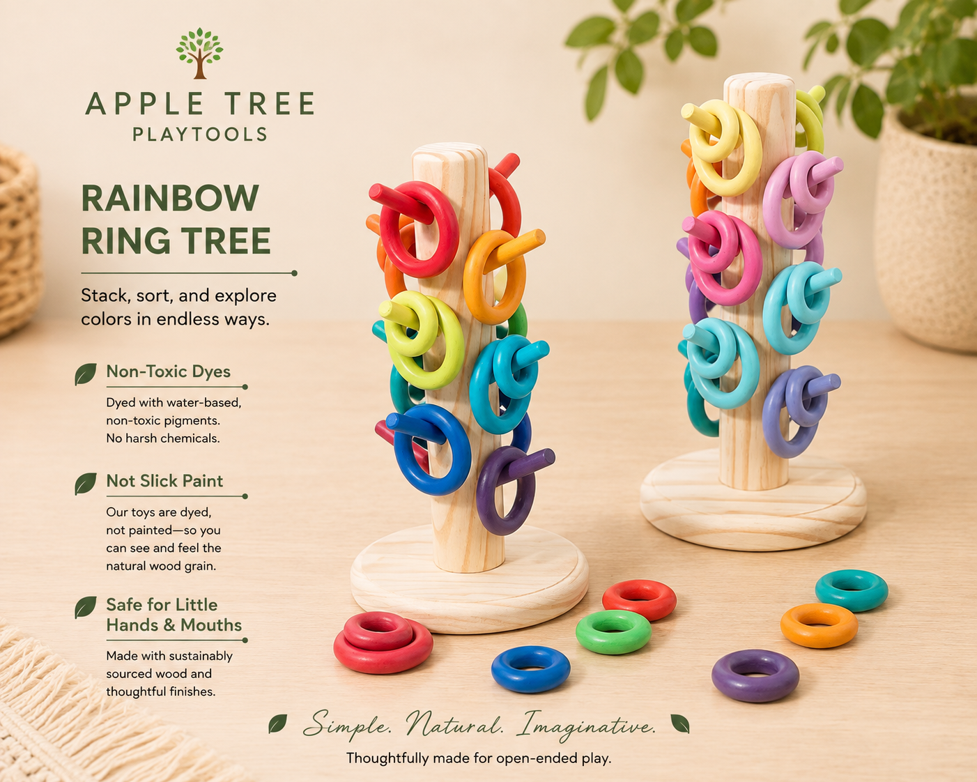 12-Dowel Sorting Tree with 24 Building Rings Set