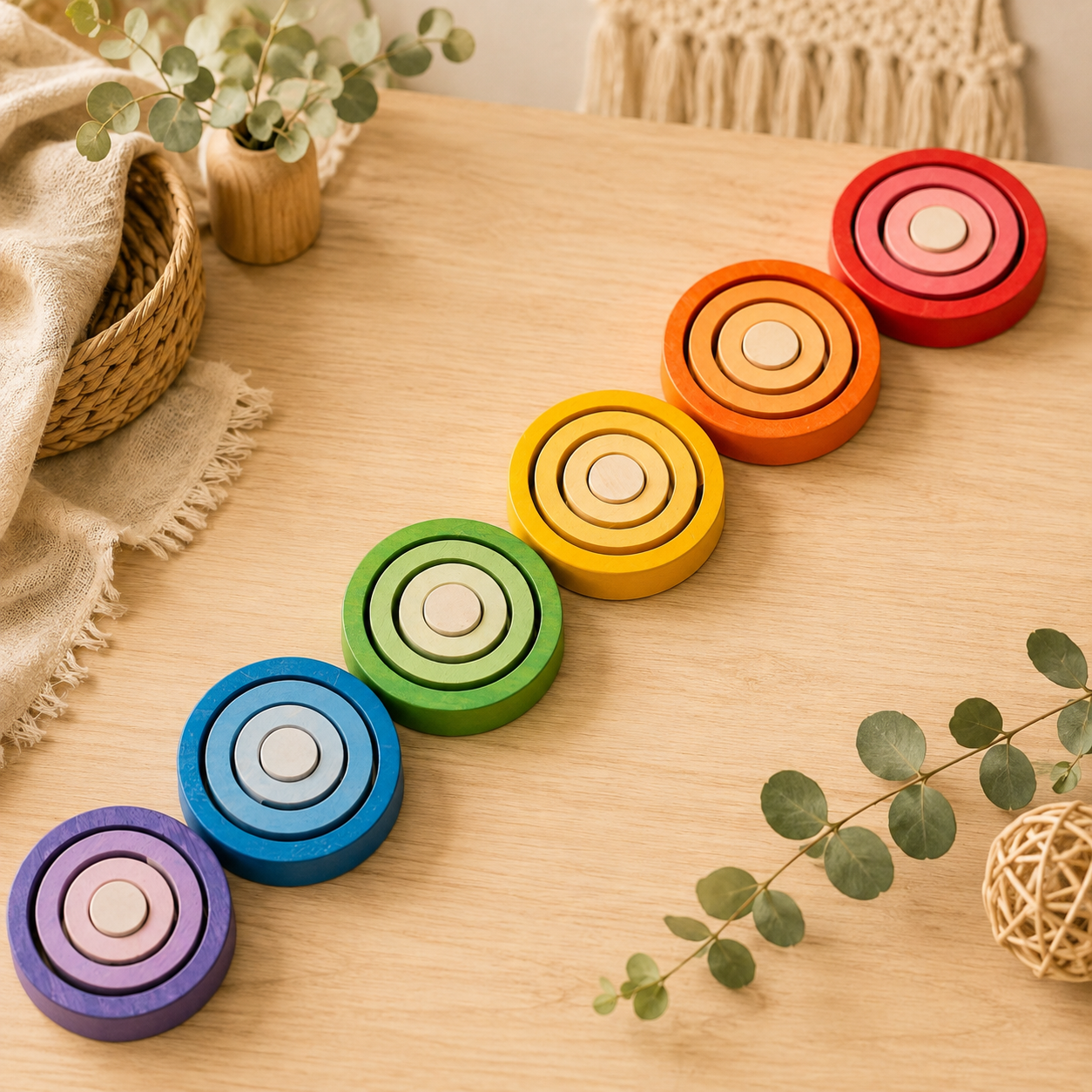 Rainbow Balance Rings – Loose Parts Set