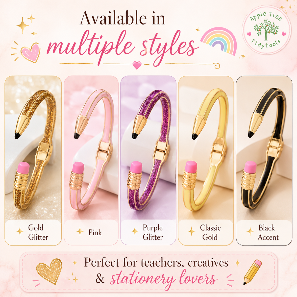 ✏️ Pencil Bangle Bracelets ✏️
Fun • Sparkly • Teacher Approved 💖
