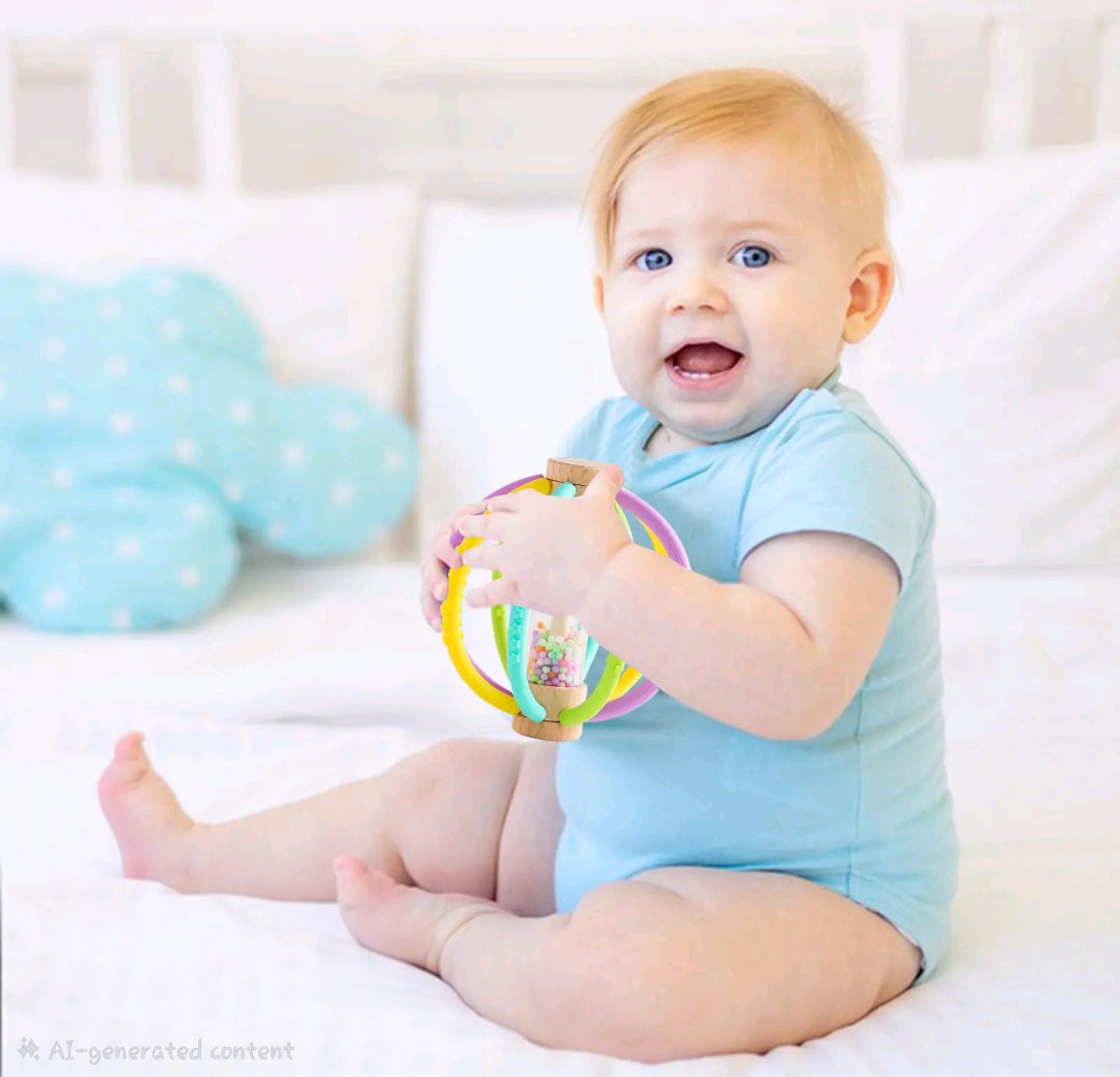 Best Seller! Wooden Rain Drum & Silicone Baby Rattle