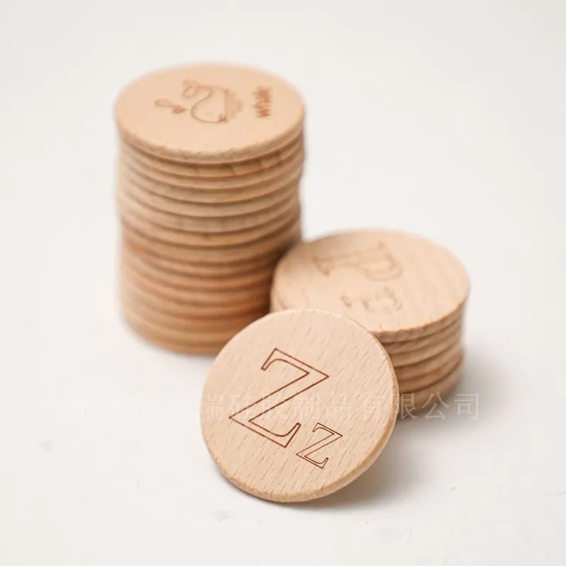 Wooden Alphabet Coins – Upper & Lowercase Letter Set (1.45")
