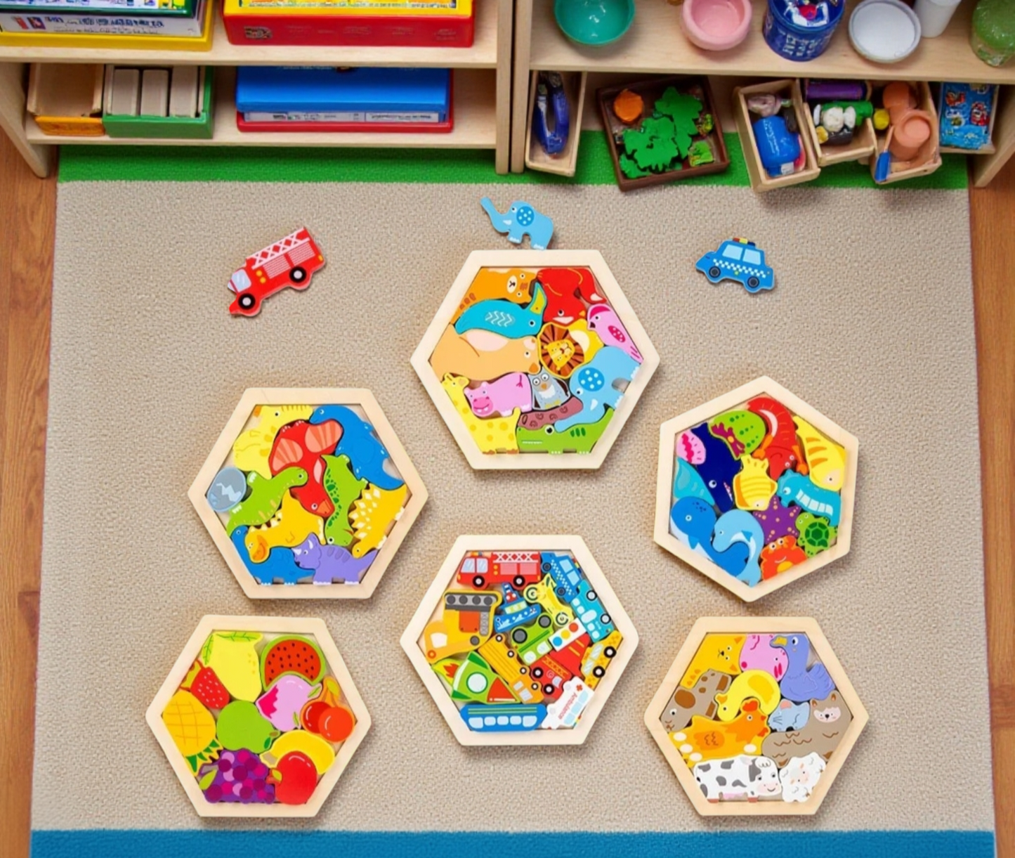 Wooden Hexagon Puzzle Blocks – 3D Logic & Pattern Play