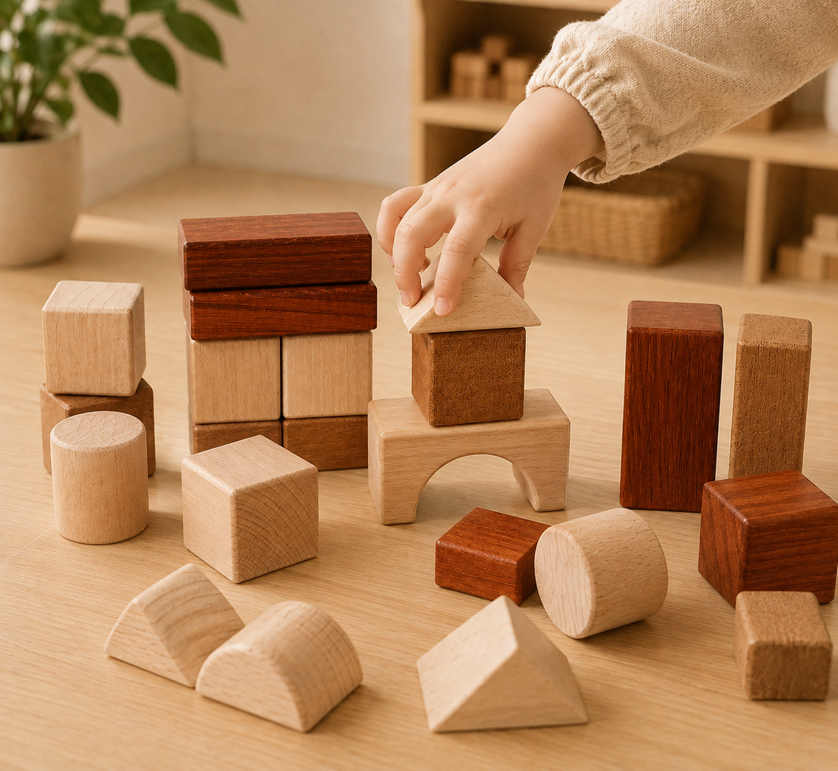 Wooden Tri-Color Blocks Set