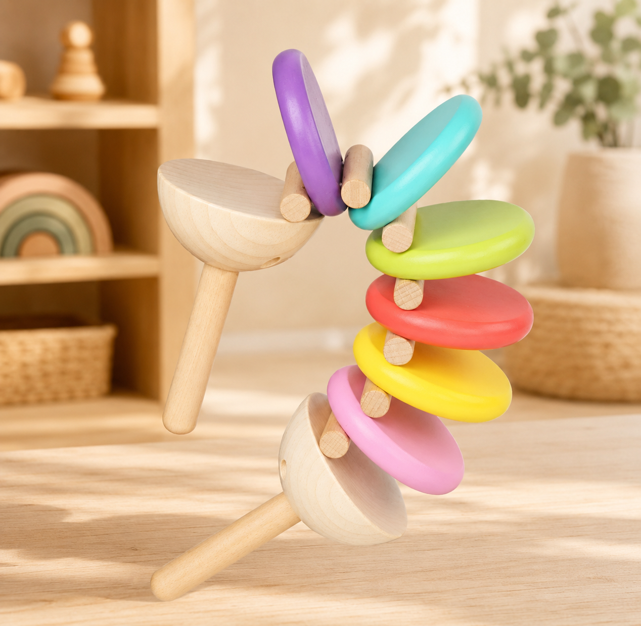 Rainbow Wooden Castanets