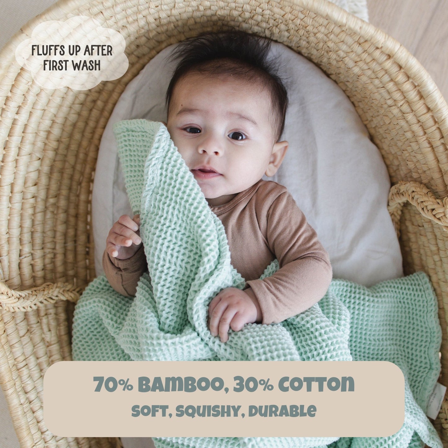 Seafoam Waffle Baby Blanket